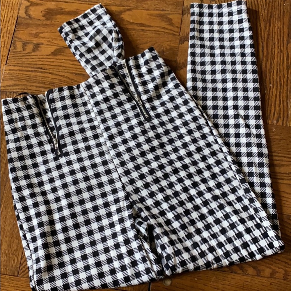 Black and white box print pant high rise